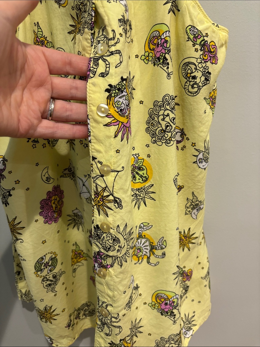 ModCloth Yellow Celestial Astrology Shirt Dress Zodiac Sun Moon Whimsigoth Sz M - Picture 11 of 16